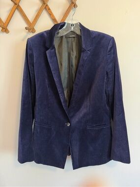 Tahari Purple Velvet Single Button Blazer Jacket Dark Violet Size M